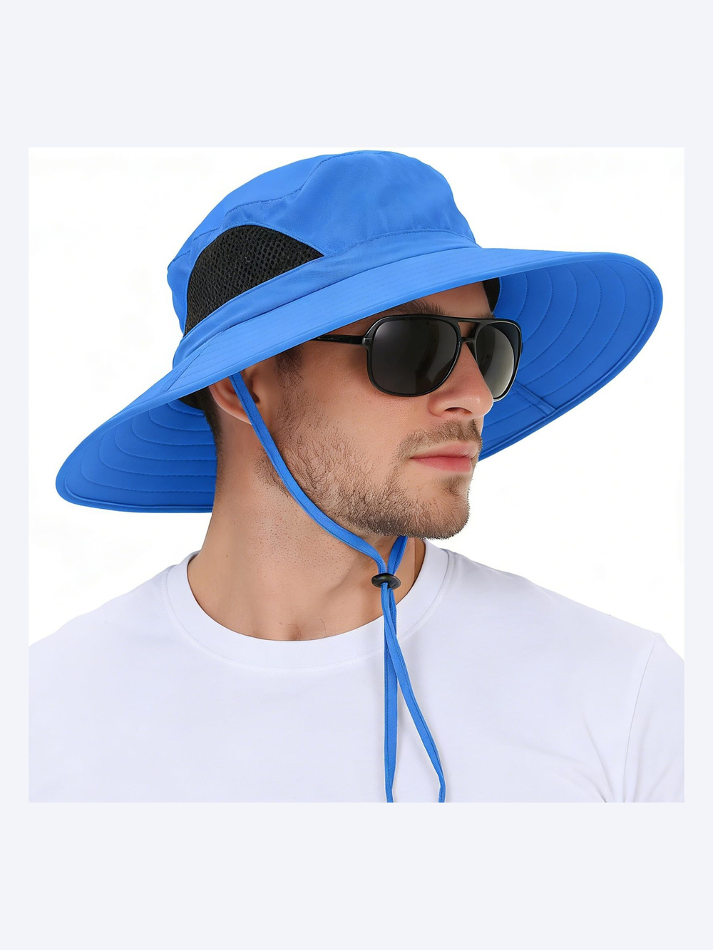 Wide Brim Sun Bucket Hat, Waterproof Boonie Hat for Men & Women | Blue | Size OS